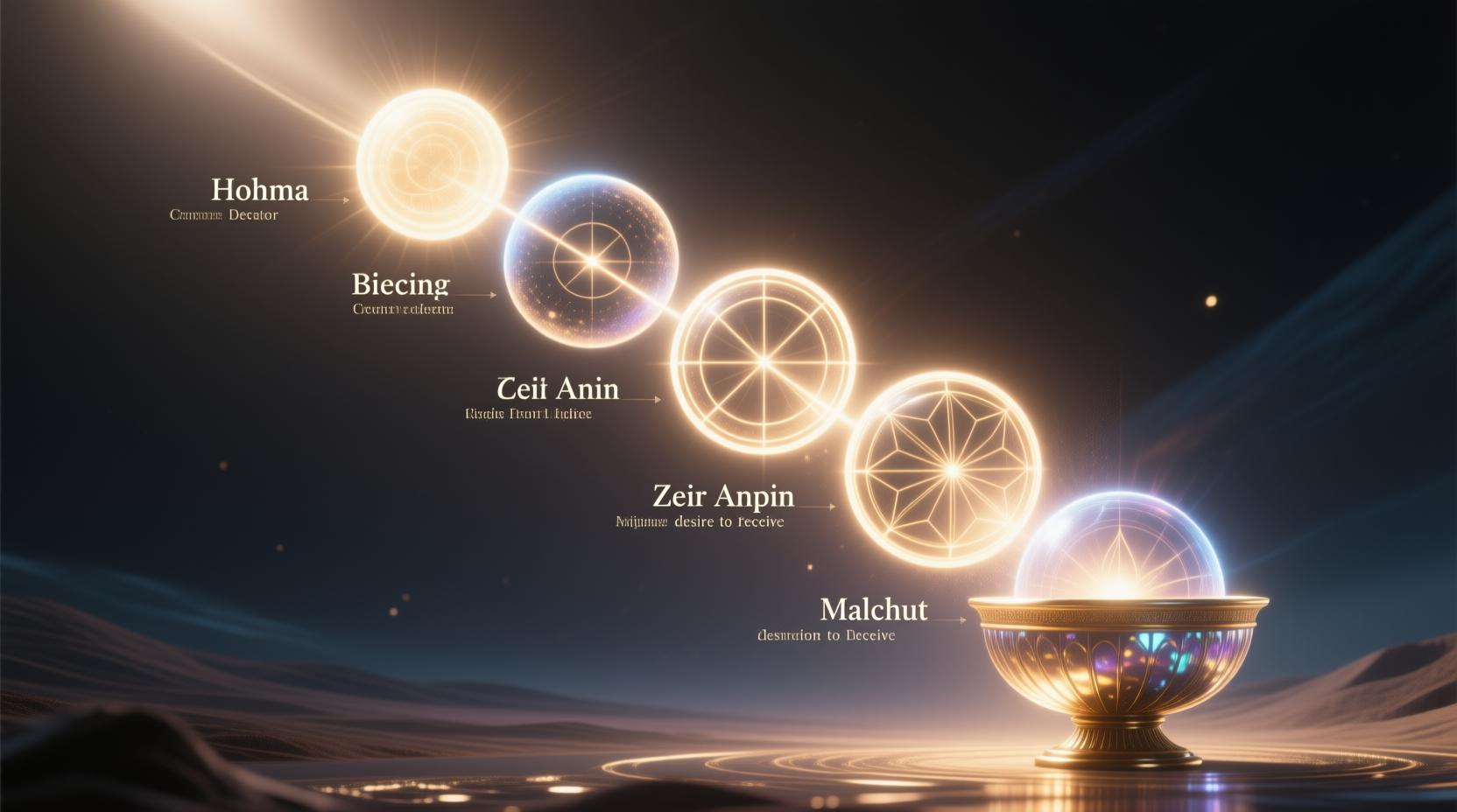 Vier Stufen der Ausdehnung des direkten Lichts bezeichnet