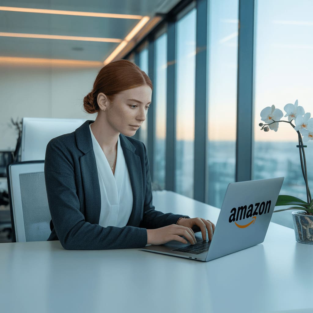 Person selecting Amazon products