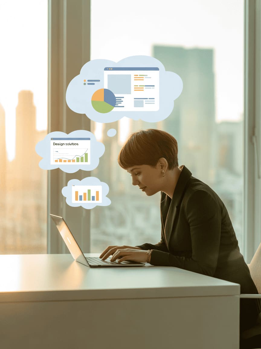 Person typing prompt into computer