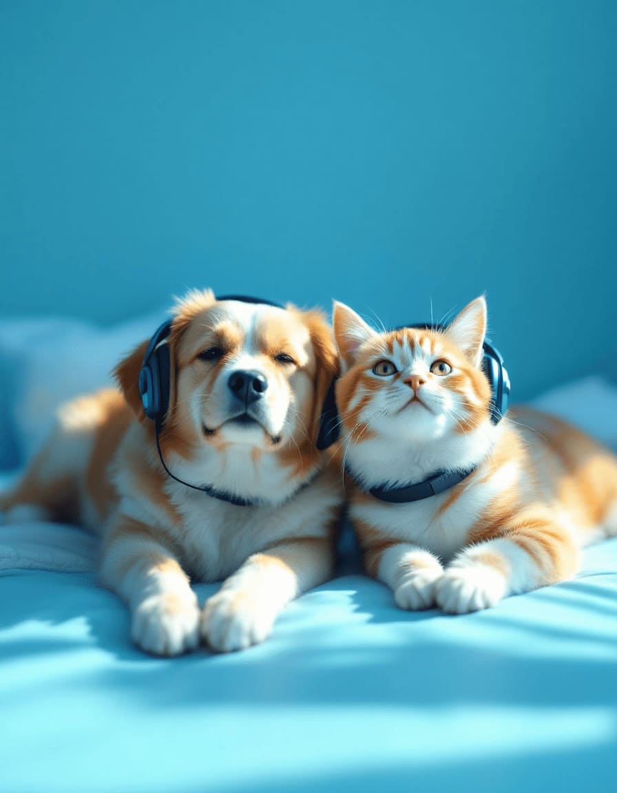 dog and cat relaxing