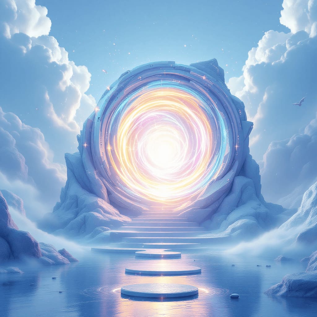 fantasy portal with magical energy and futuristic elements