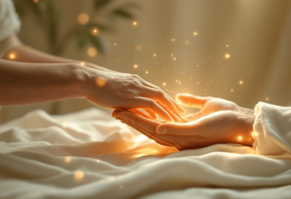 magnetic healing passes, energy flow between hands