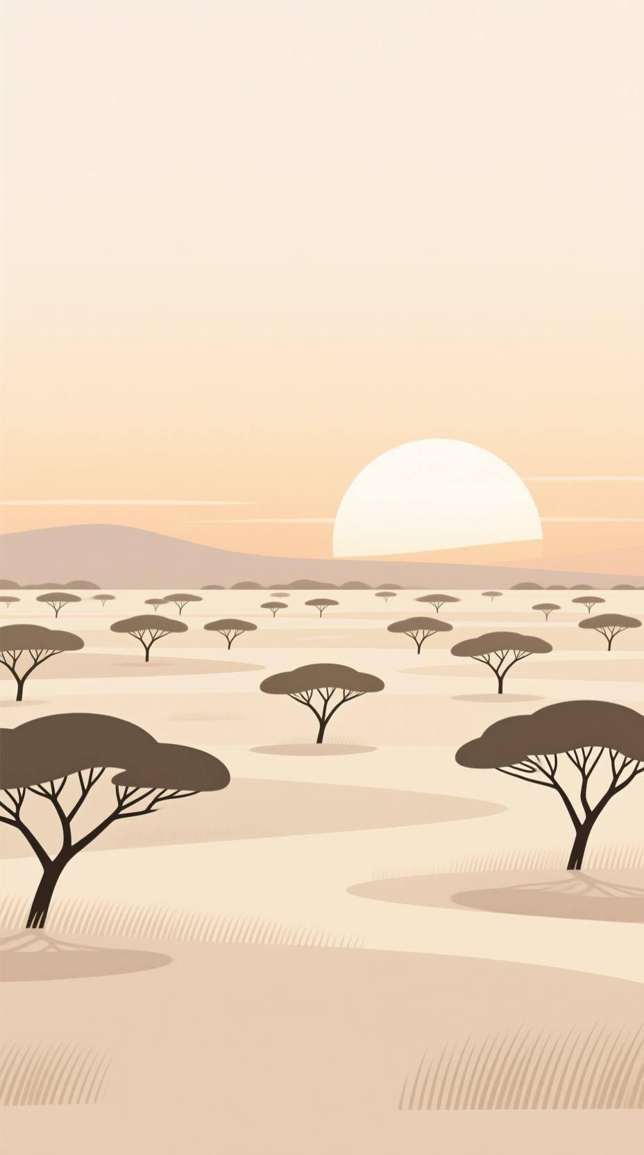 African landscape sunrise savanna panoramic view