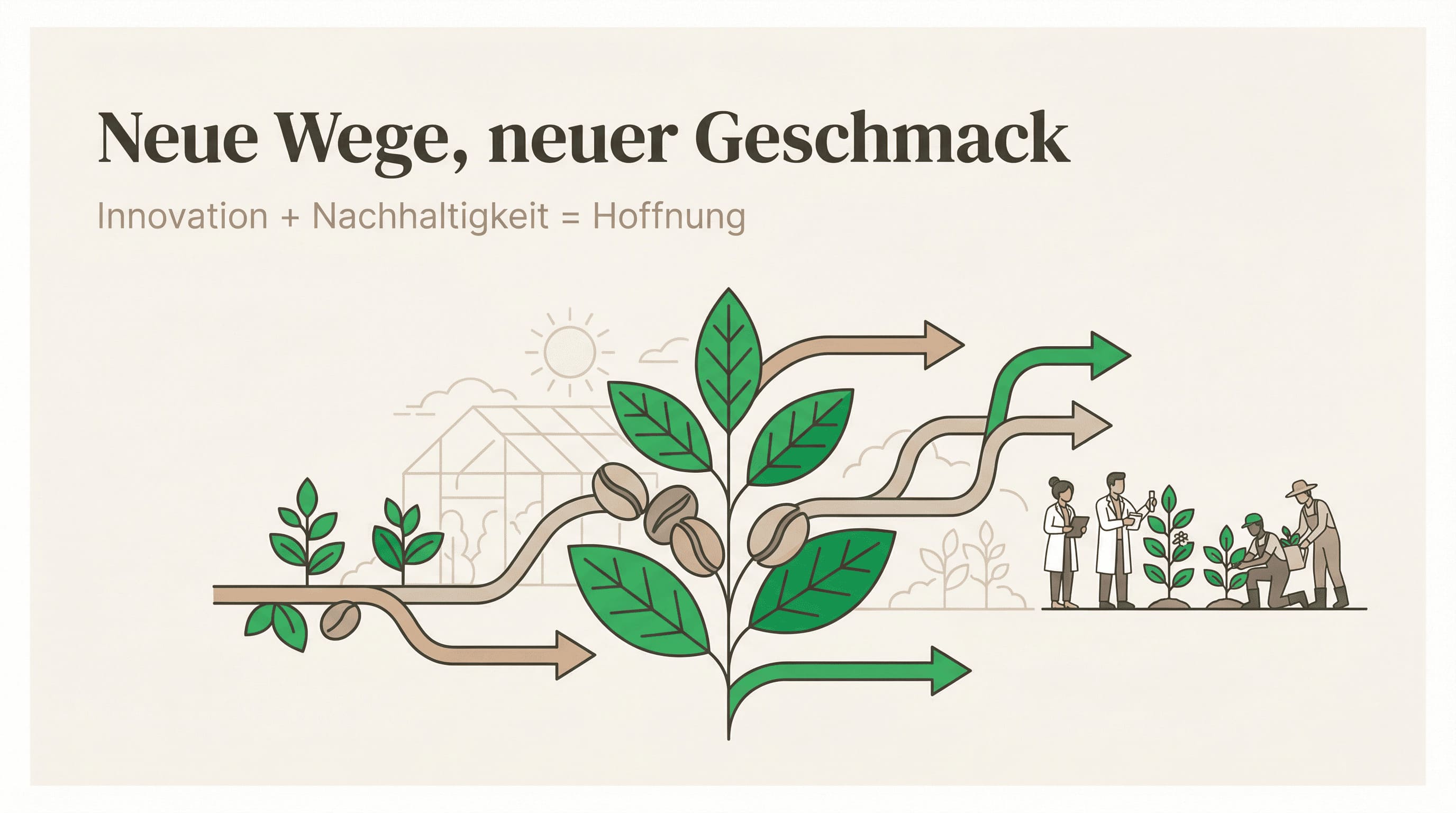 Asymmetric balance with illustration elements anchoring text zones.