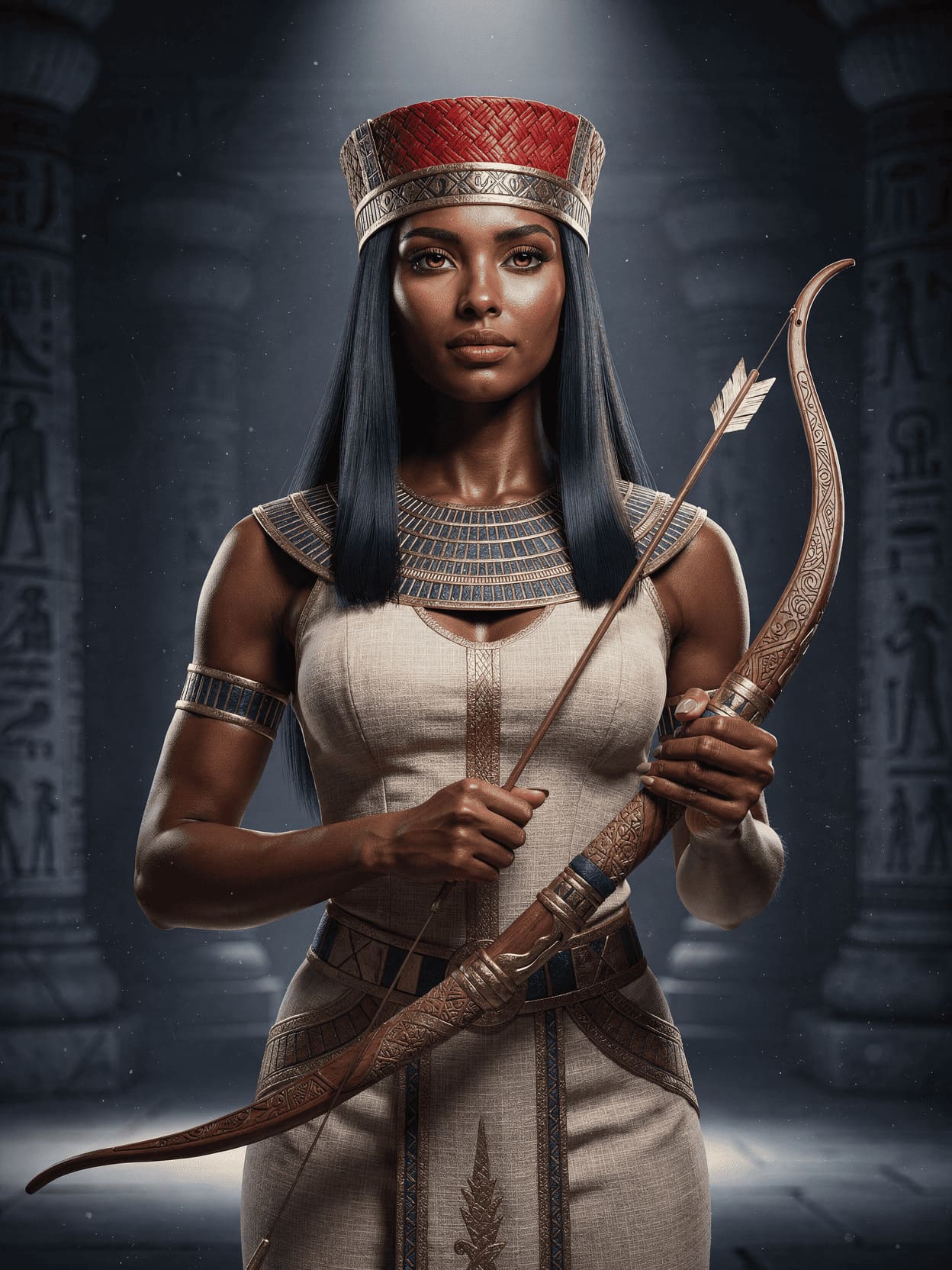 ancient egyptian goddess selket scorpion headdress protecting statue golden