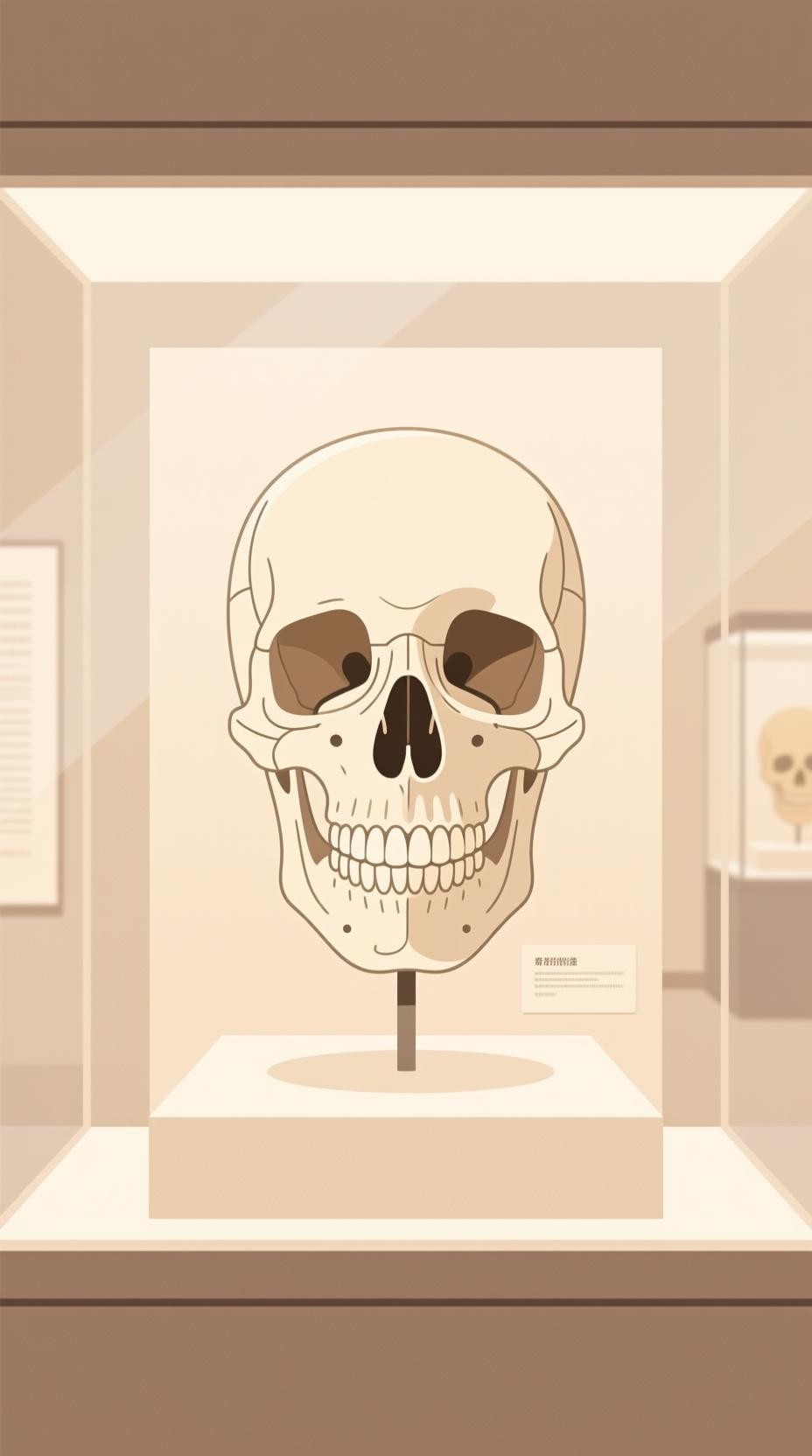 ancient human skull reconstruction museum display