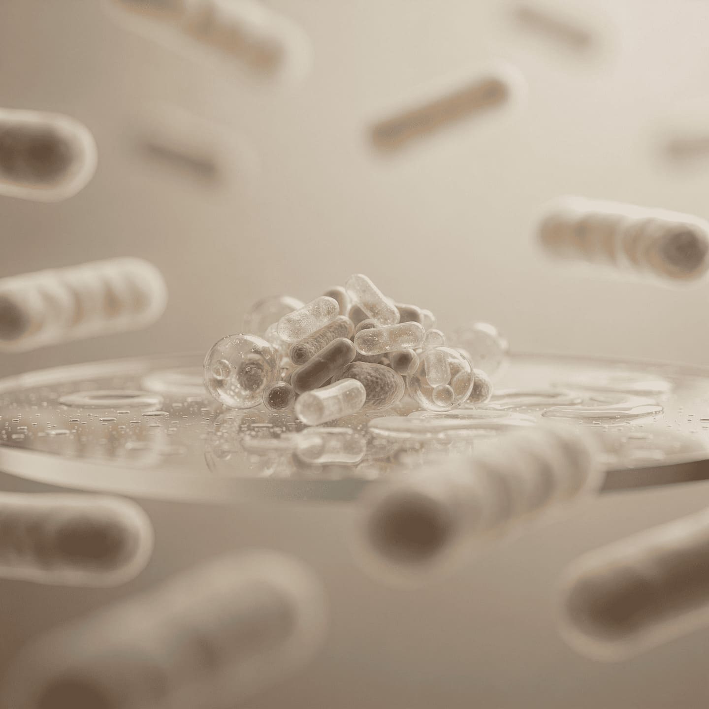 bacterial cells under microscope scientific illustration