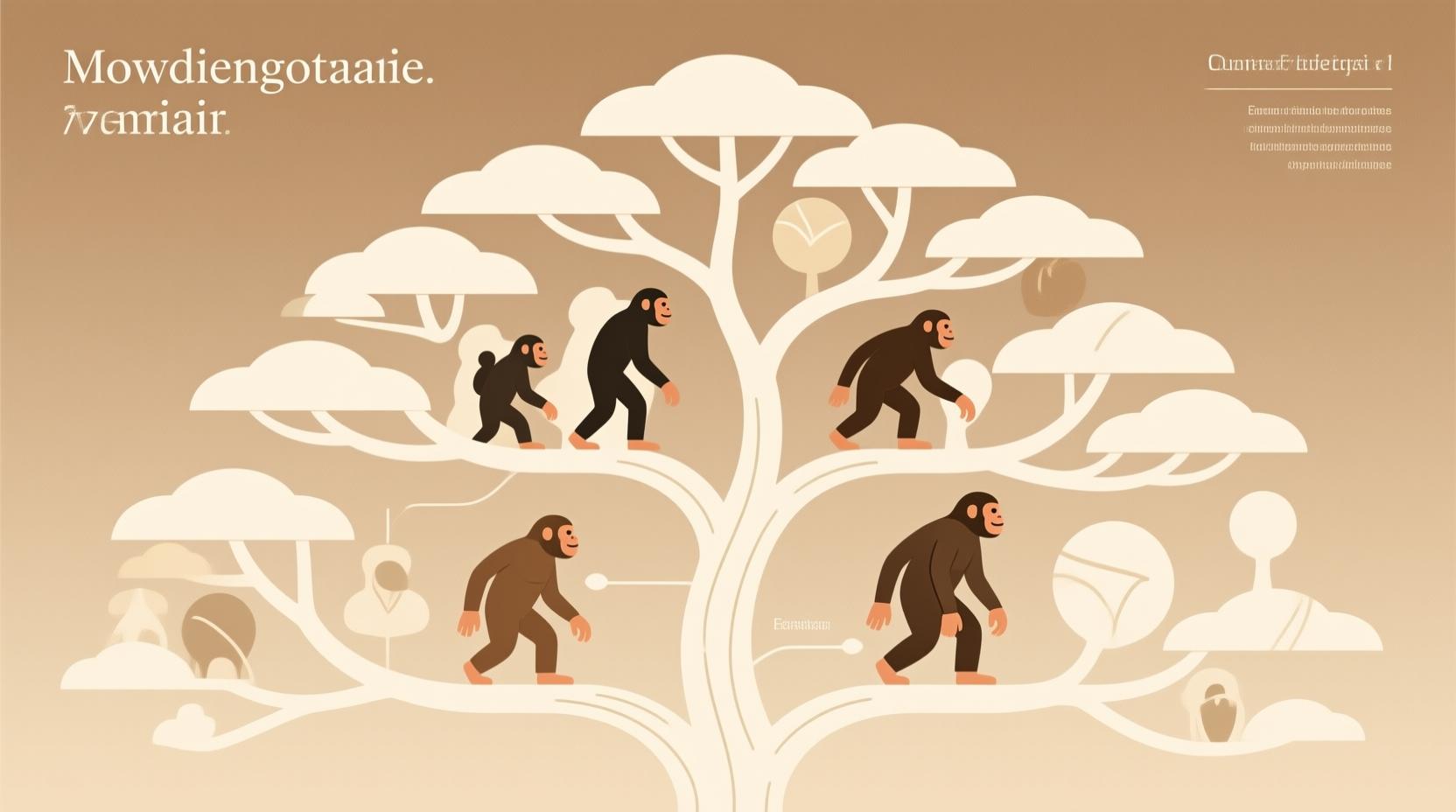 evolutionary tree diagram human ancestors illustration