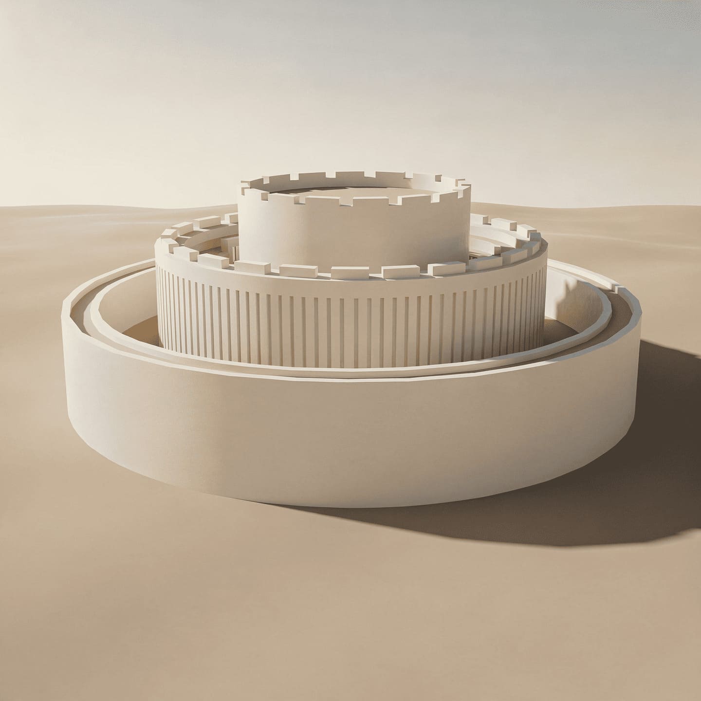 fortress with three concentric walls protecting inner sanctuary