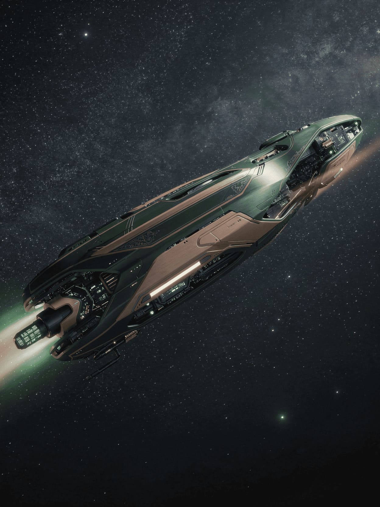 futuristic alien spacecraft or probe traveling through deep space