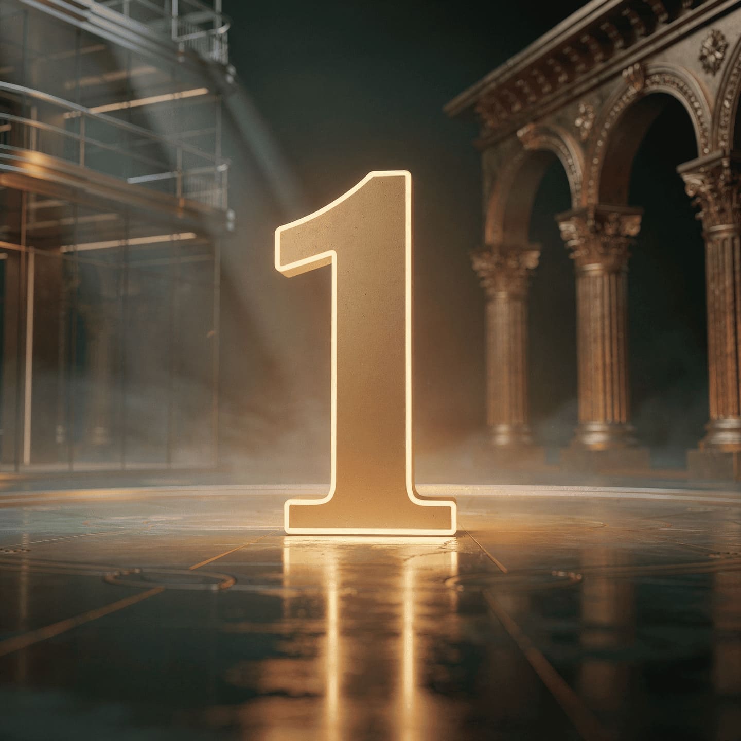 golden number one glowing with leadership energy and new beginnings