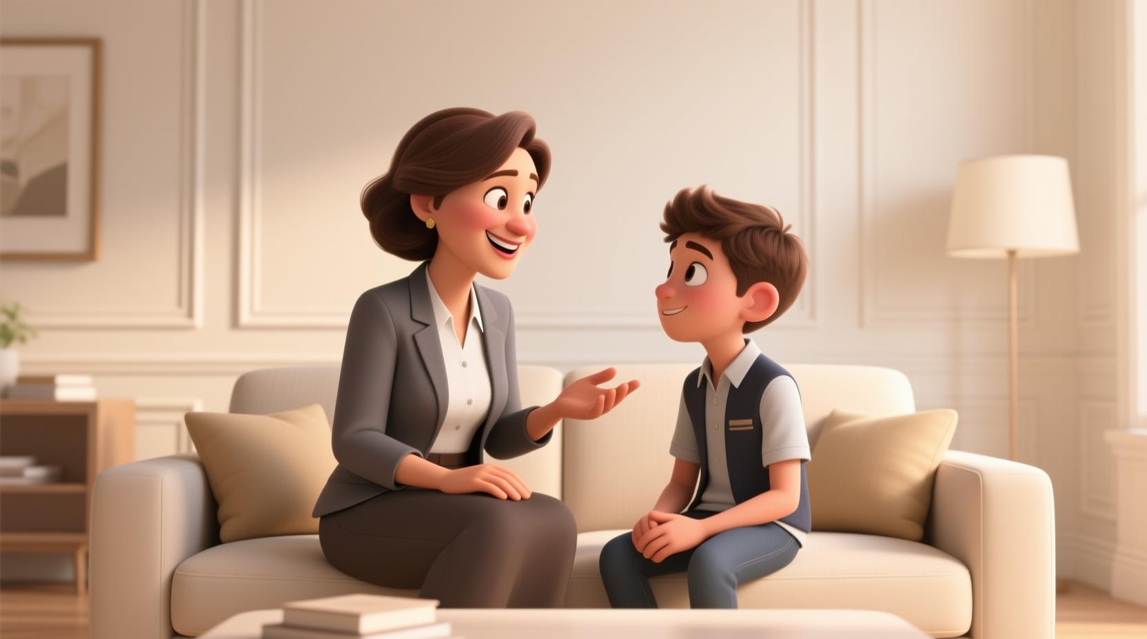 happy mother and teenager talking togethe