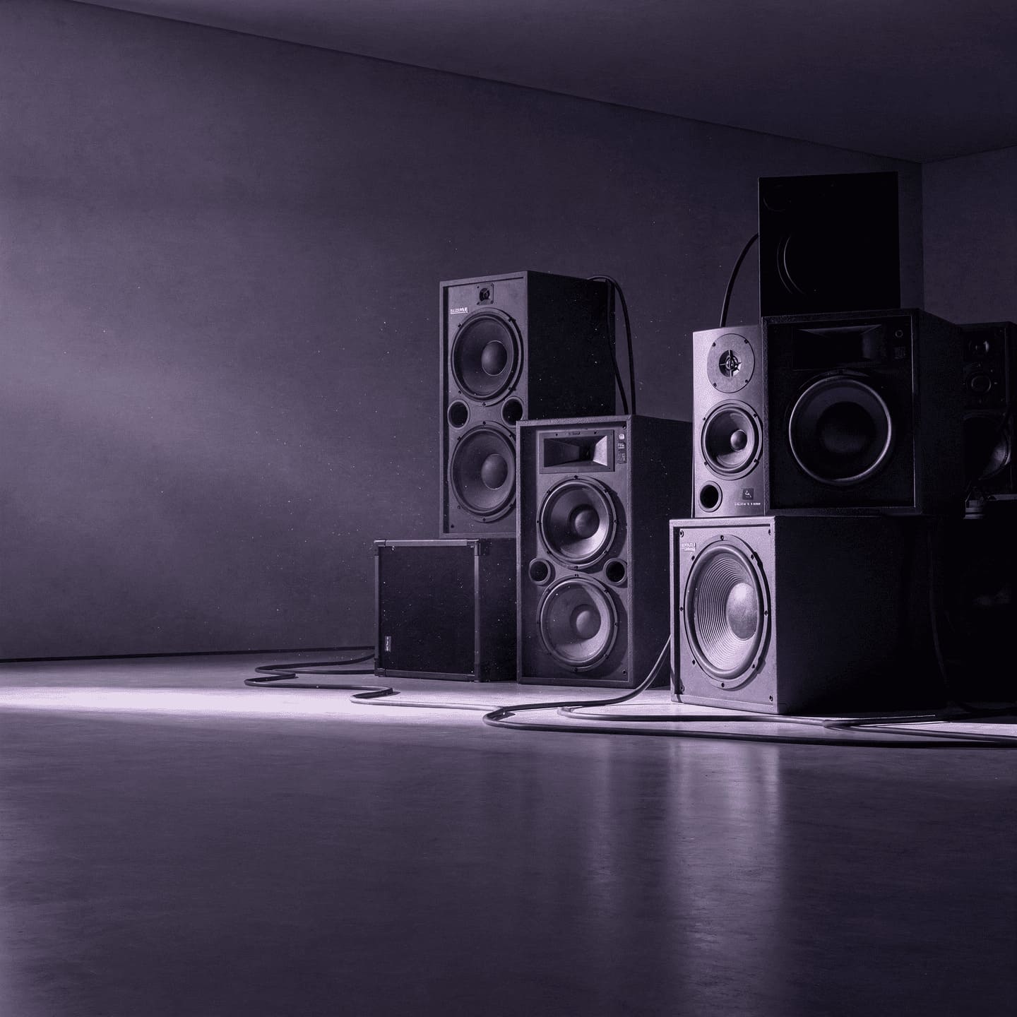 loud music speakers in empty room, metaphor for distraction