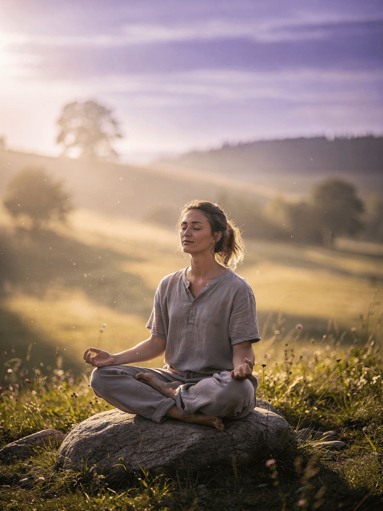meditation in nature, peaceful silence, spiritual awakening