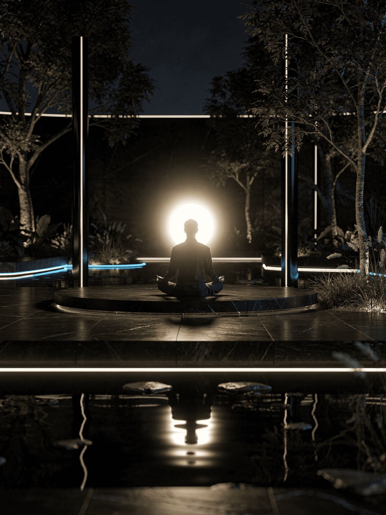 peaceful person meditating