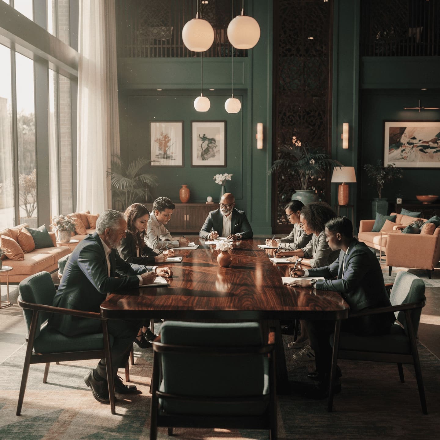 people meeting in community center