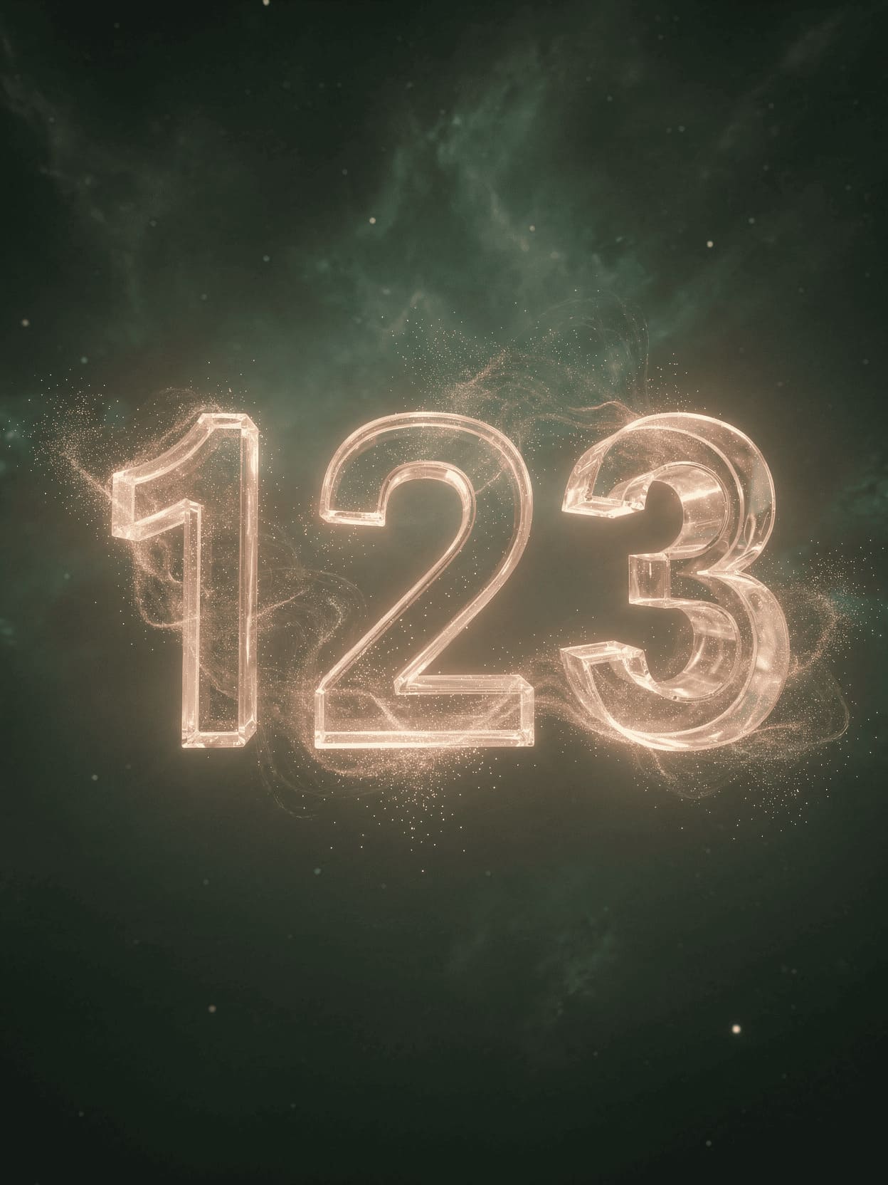 three glowing numbers floating in mystical space with energy