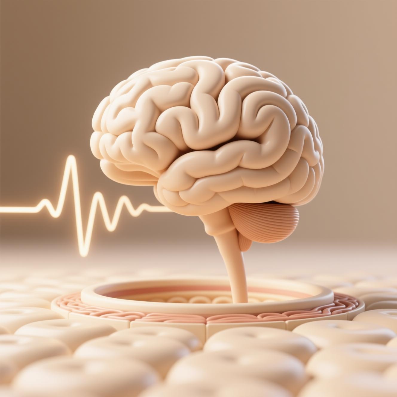 ultrasound waves penetrating brain tissue medical illustration