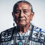 Navajo Native American elder with traditional symbols