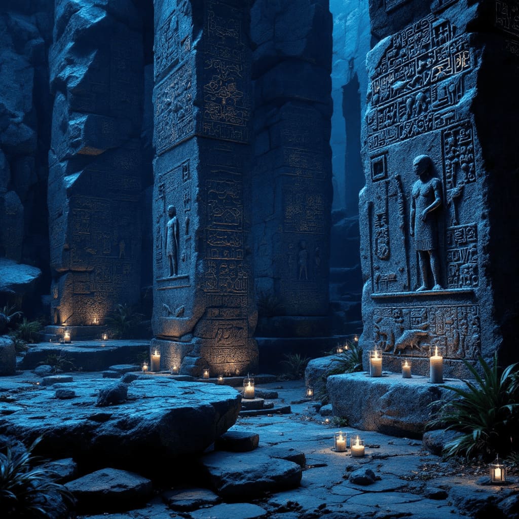 ancient engraved stones with humanoid figures and dinosaurs Peru mysterious petroglyphs