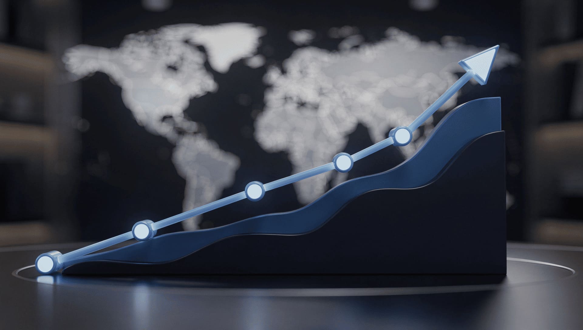 business growth chart upward trend global commerce