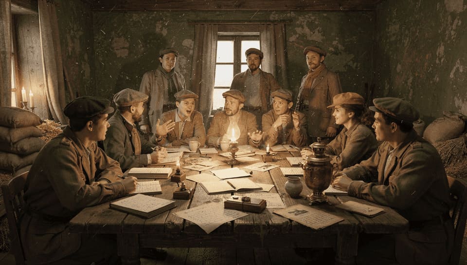 early 1900s Russian revolutionary gathering meeting historical