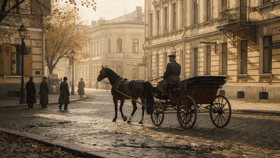 early 1900s Saint Petersburg street scene carriage historical