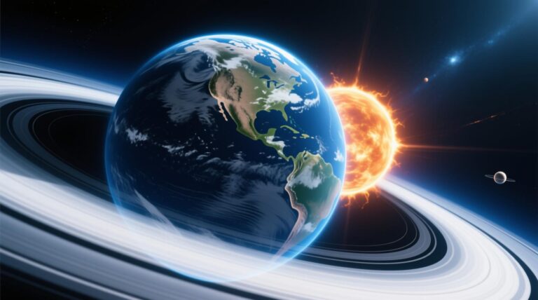 earth movement around sun with motion trail space visualization astronomy