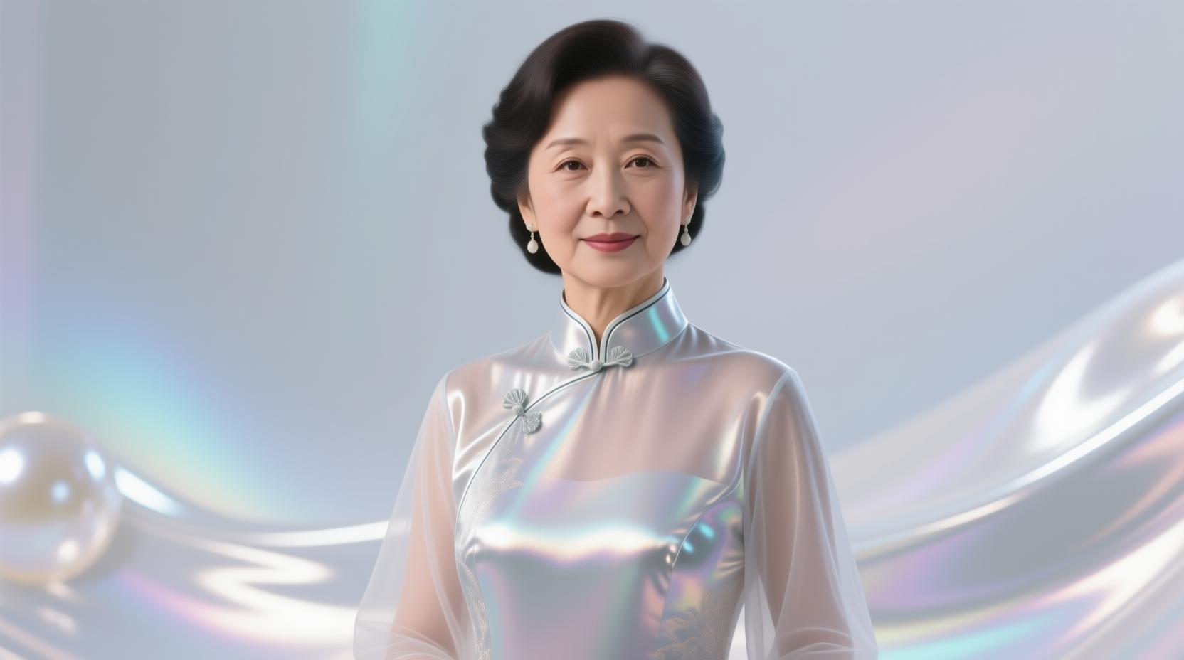 elegant middle aged chinese woman traditional dress portrait