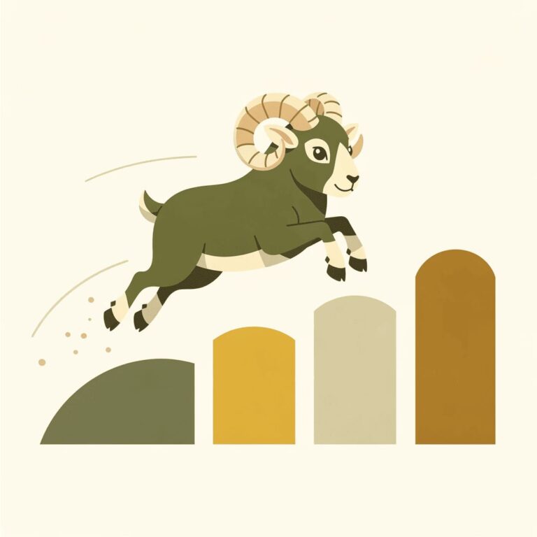 energetic ram jumping over obstacles cartoon