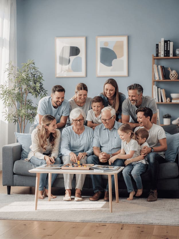 loving German family portrait, warmth, connection, multi-generational