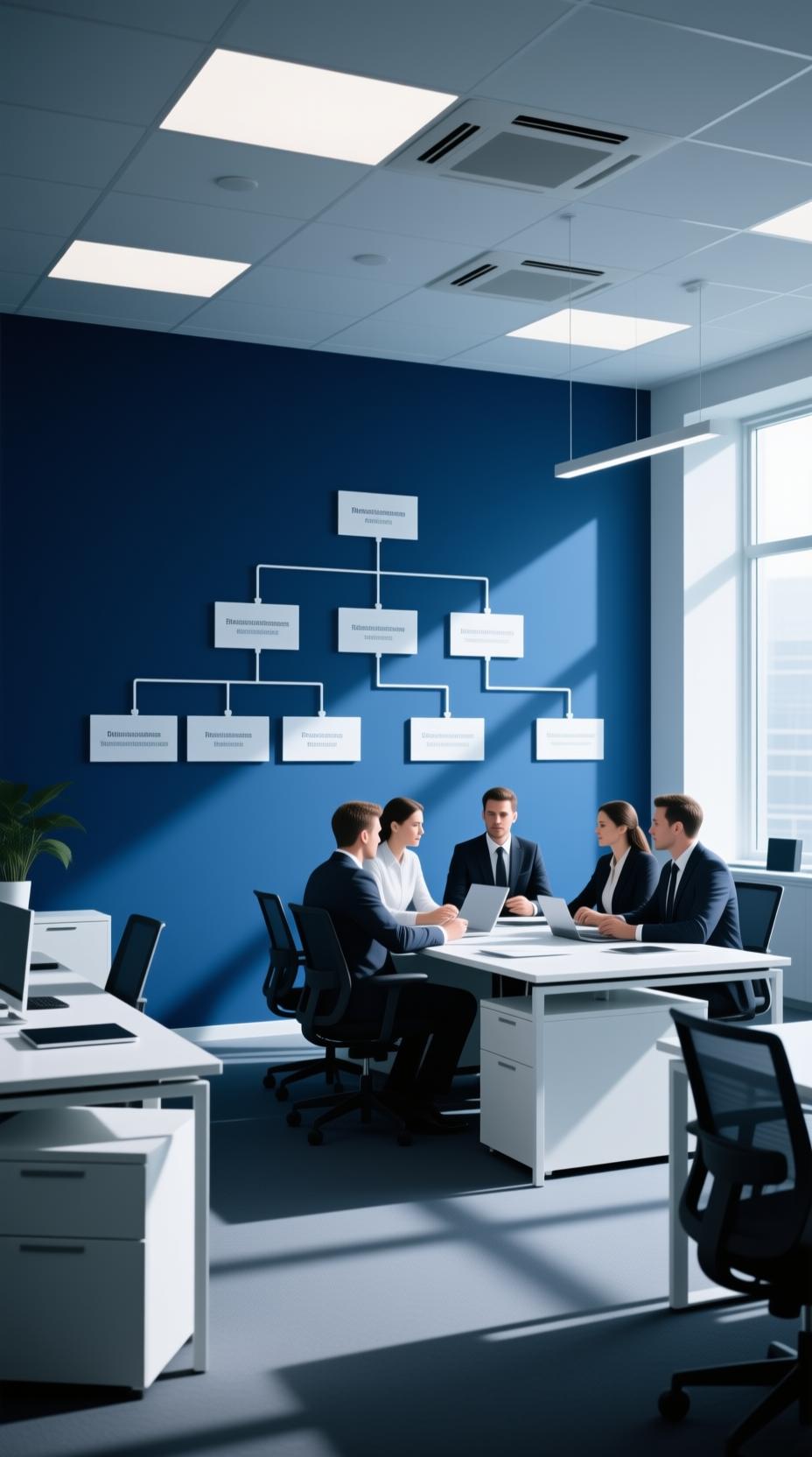 modern business organization structure, professional office environment