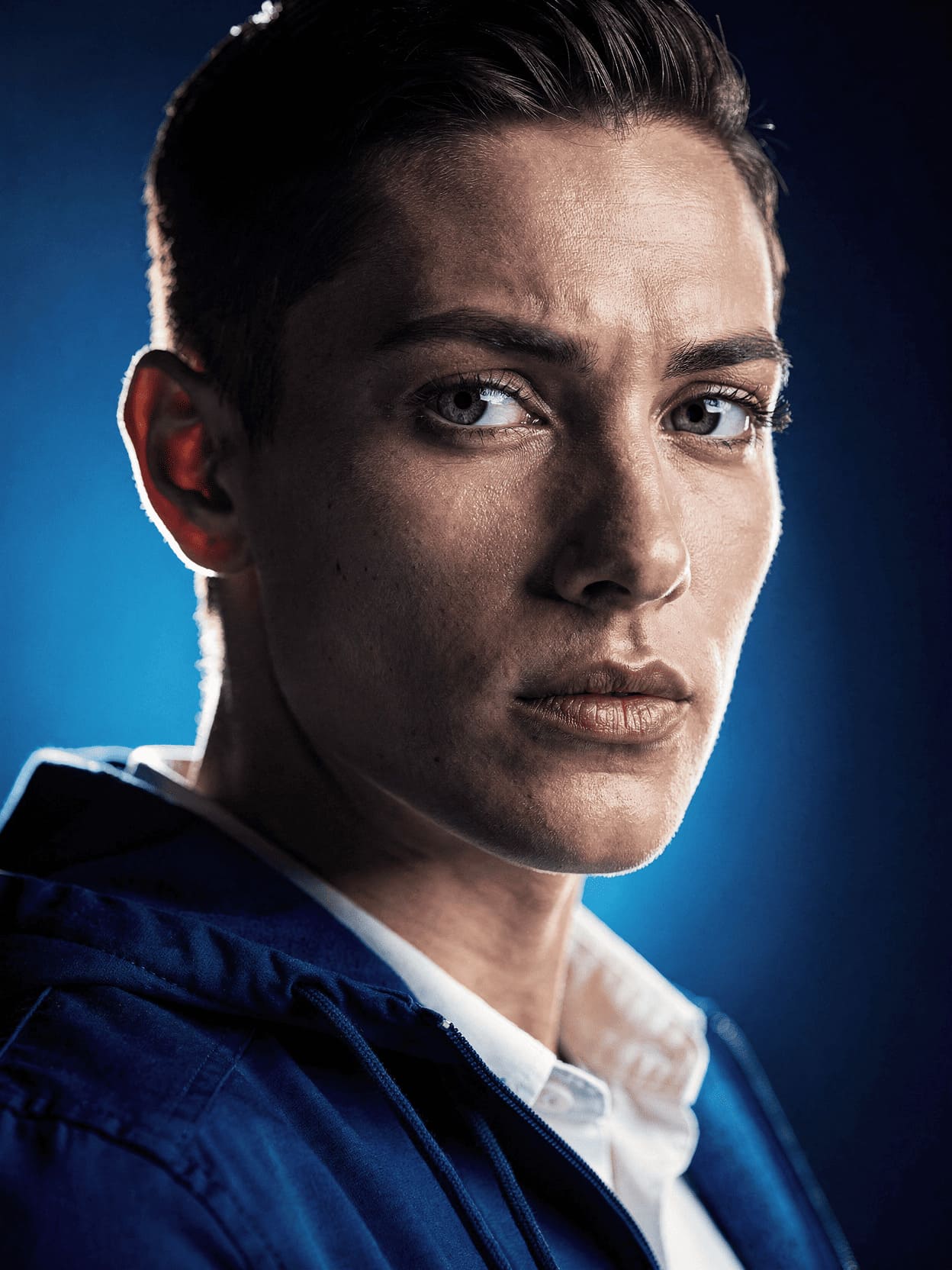 person's attention being captured, focused expression