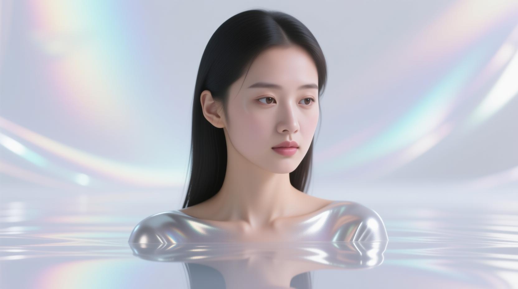 sensitive young asian woman contemplative portrait soft light