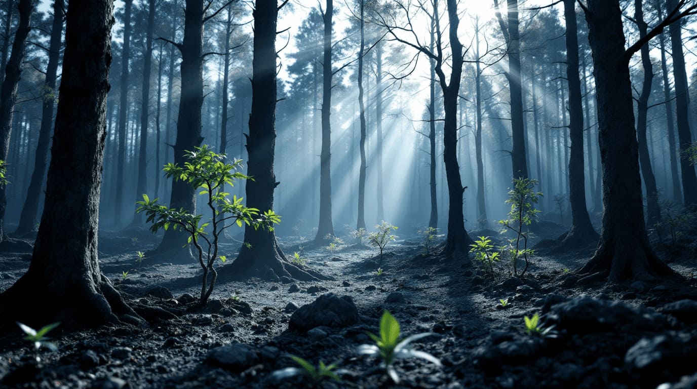 natural forest fire regeneration new growth trees green