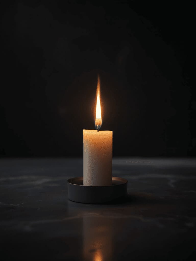 candle flame glowing in dark room with mystical atmosphere