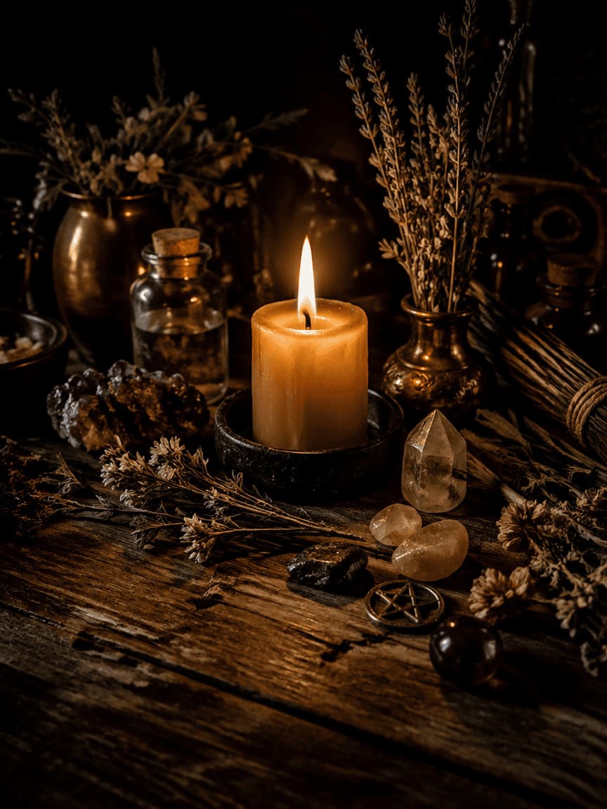 candle flame glowing in darkness