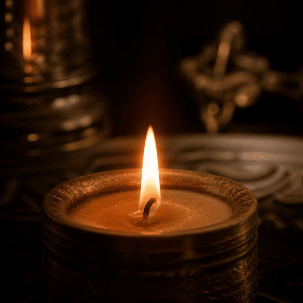candle flame single meditation focus close up