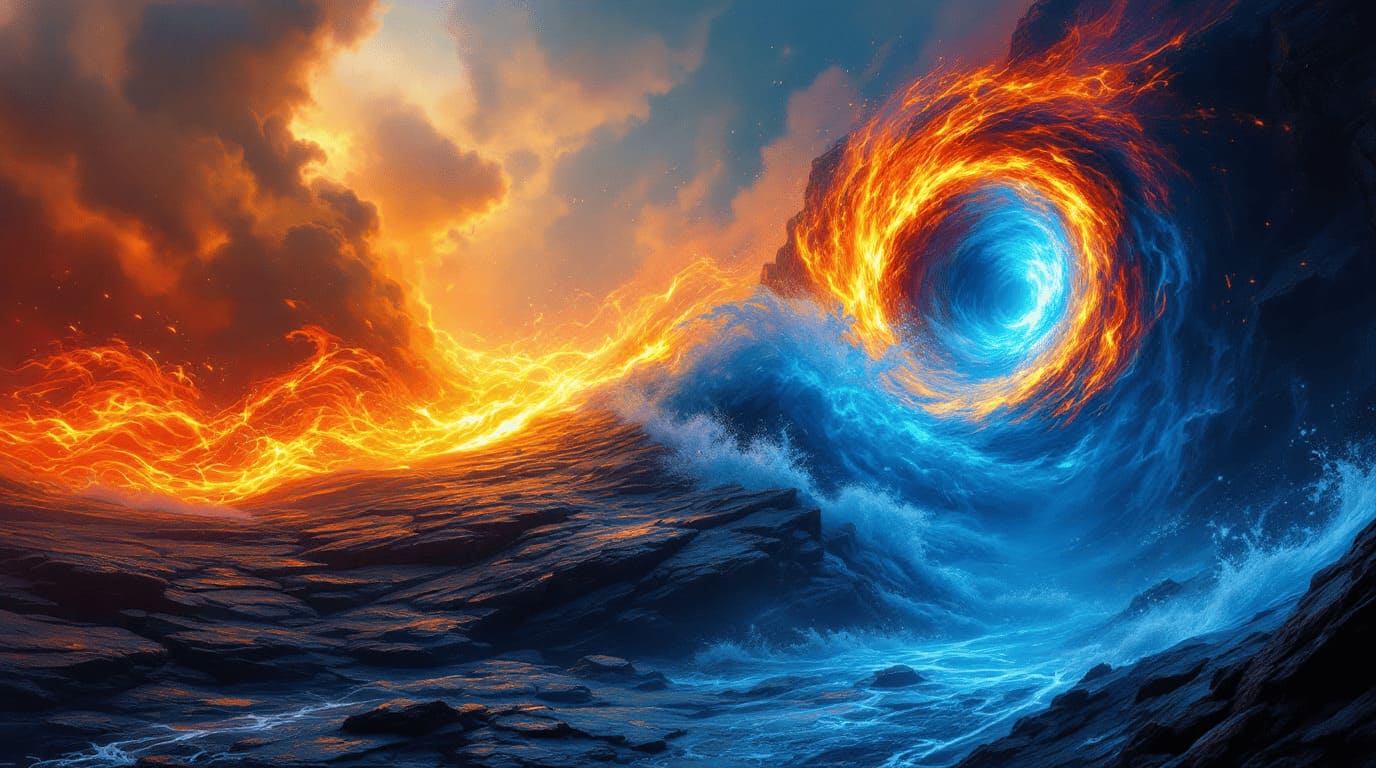 The elements in magic: earth, air, fire and water