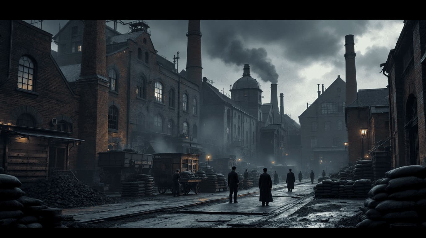 industrial charcoal production historical 19th century factory