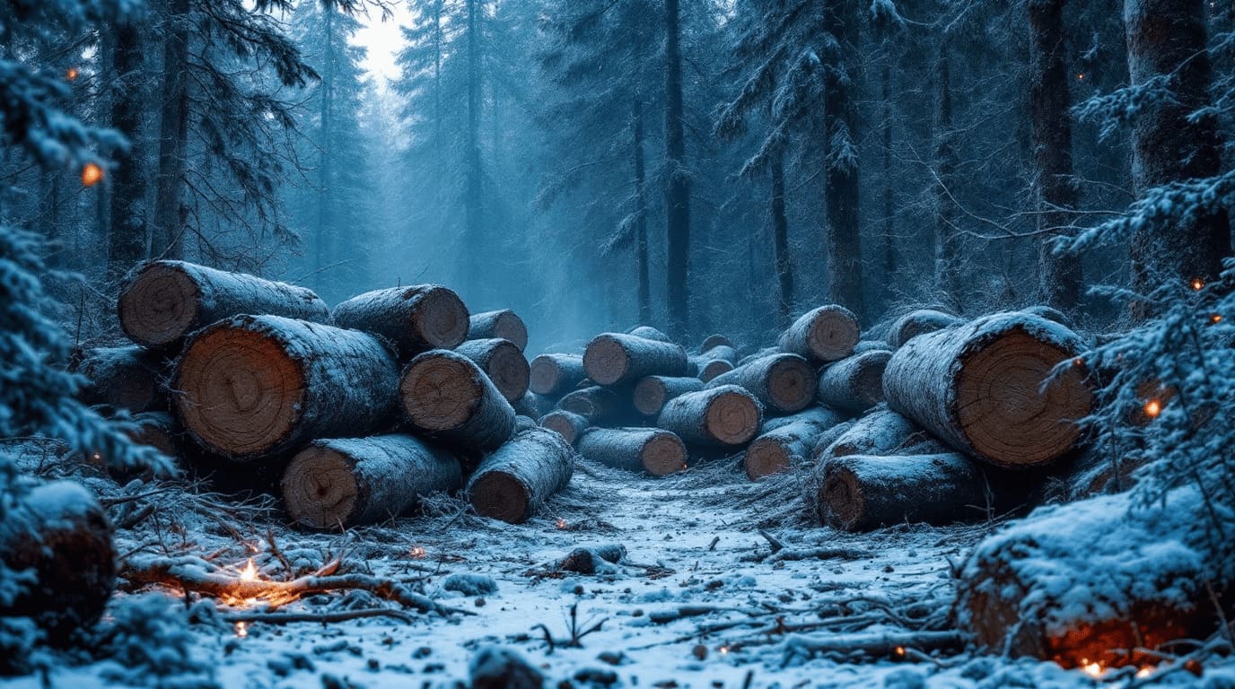 old growth logging deforestation historical Russia birch forest