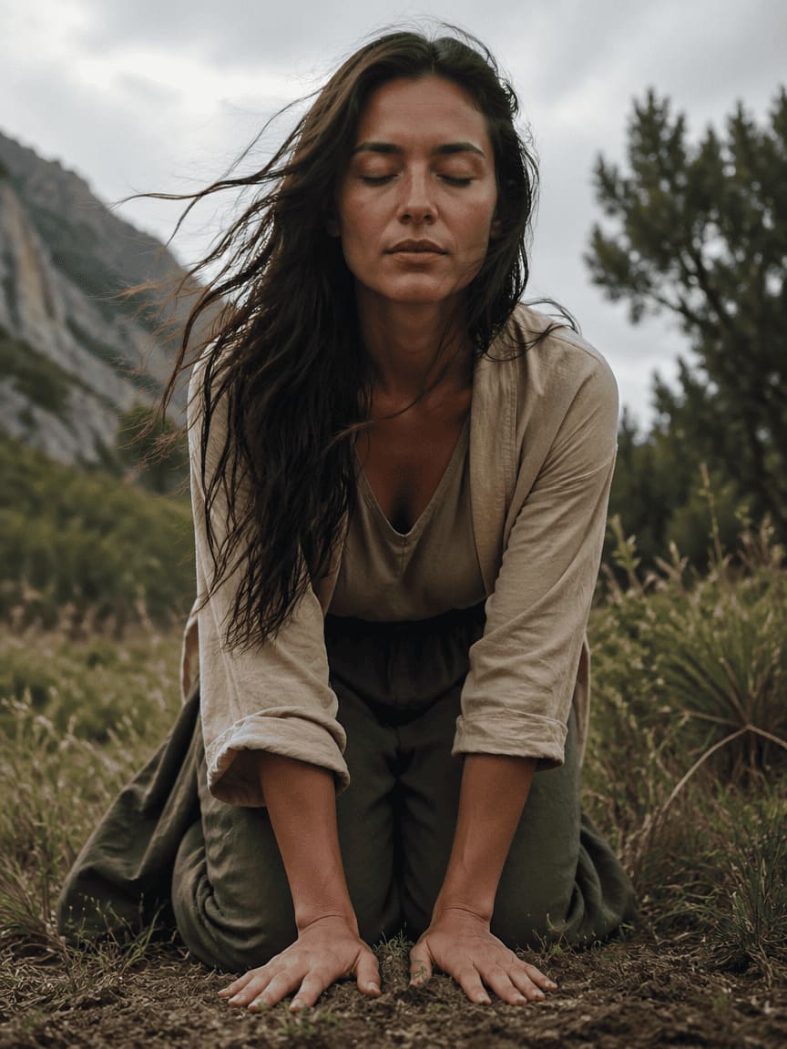 calm meditation person sitting in soft light, peaceful atmosphere