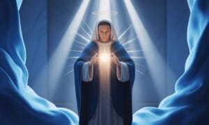 saint miracle healing religious icon glow sacred light