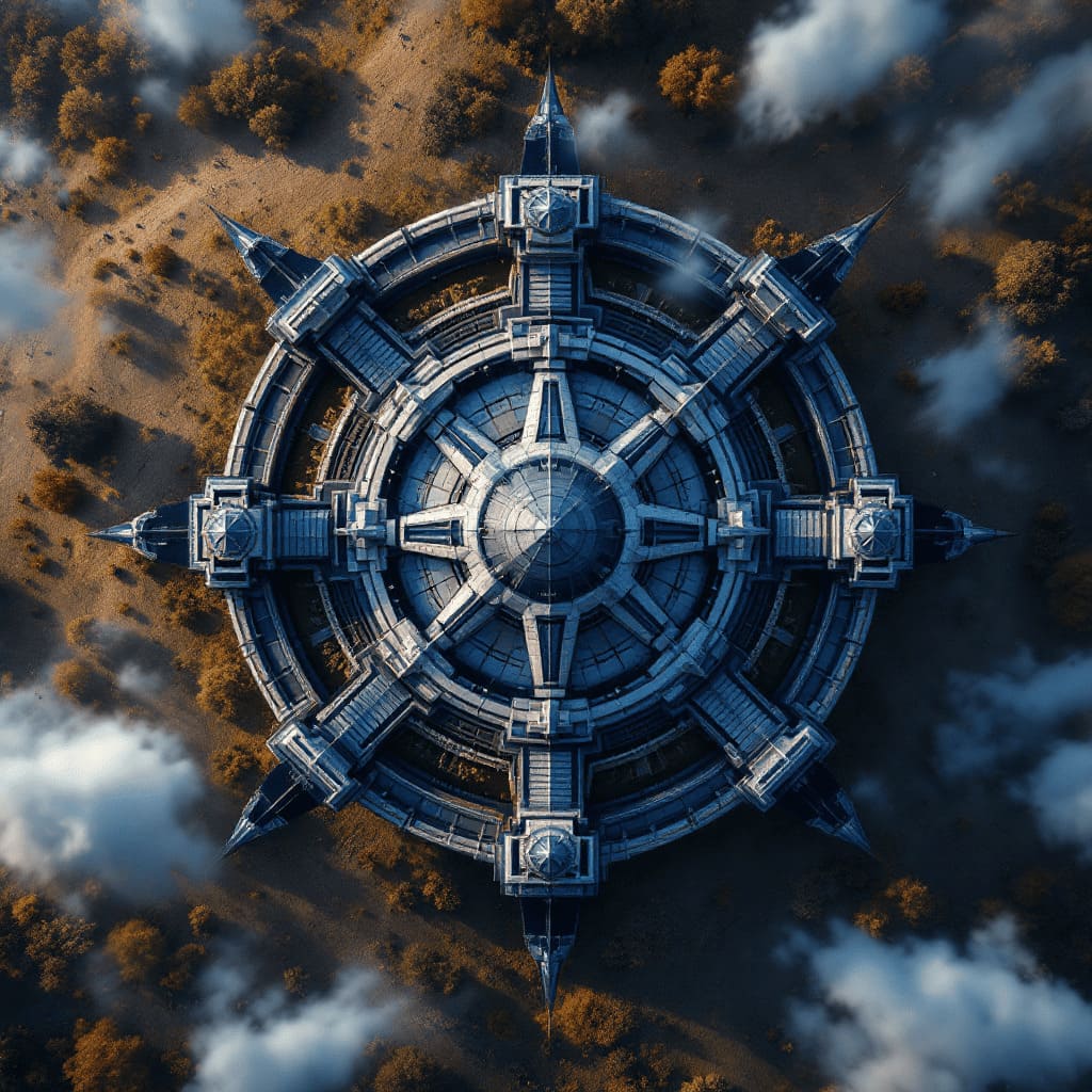 star fort aerial view geometric bastion fortification top-down photograph