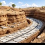 Roman road underground cross section layers excavation