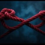 two intertwined red cords binding ritual