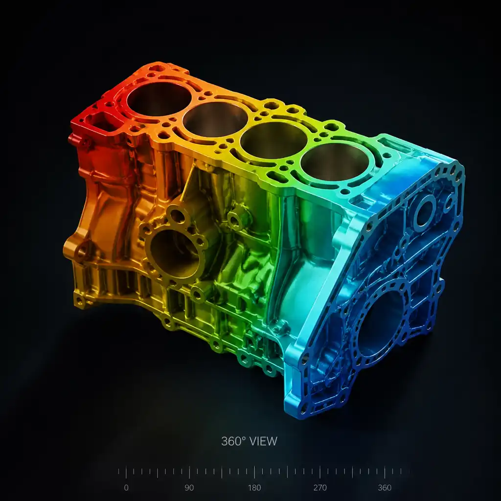 3D model visualization rotating object on screen, depth visualization colorful